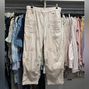Pilcro Beige Embroidered Pants